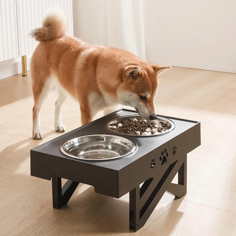 Greens Dual Dog Food Bowl Adjustable